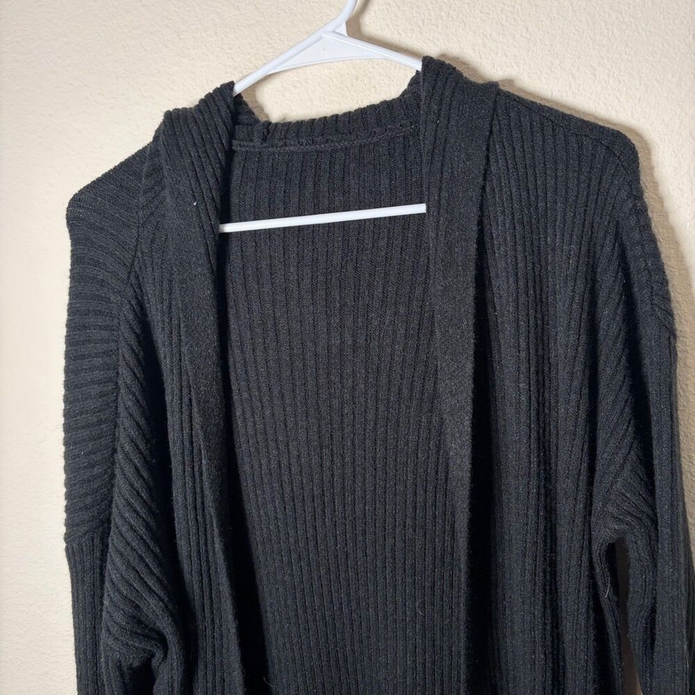 Halara Sweater Women's XL Black Long Open Knit Duster Cardigan Hoodie - Picture 4 of 10
